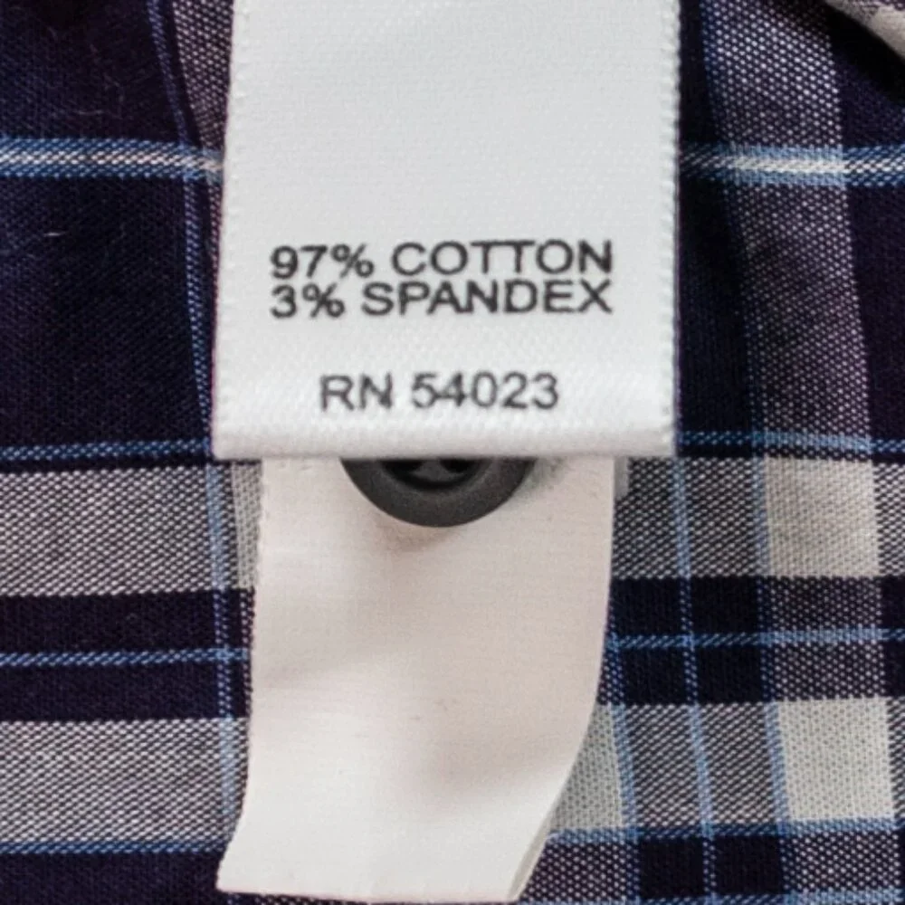 Banana Republic Plaid Button Down Shirt Mens L Large 16 Purple Long Sleeve LL09